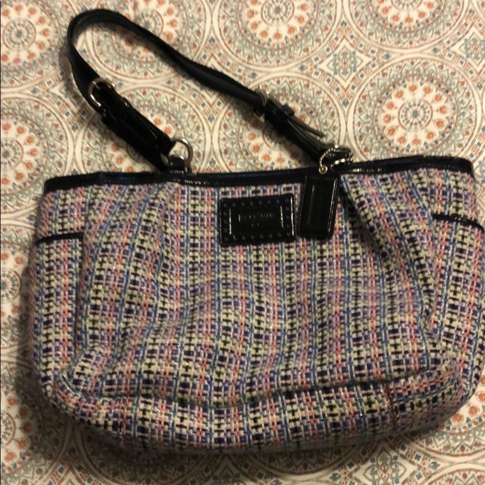 Coach Multicolor Tweed Tote Bag